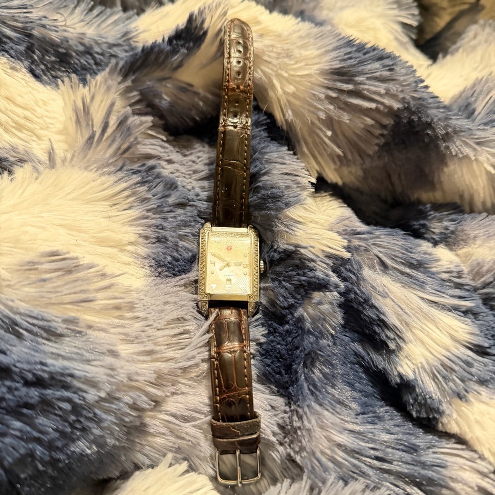 Michele Deco Diamond Bezel Watch 74 Diamonds Swiss Quartz Needs Battery - Picture 5 of 13